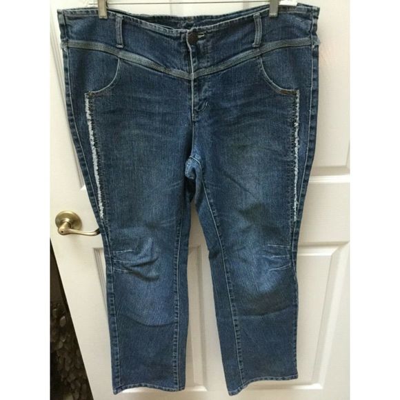 FUBU Denim - FUBU casual solid blue cotton blend dungarees 18